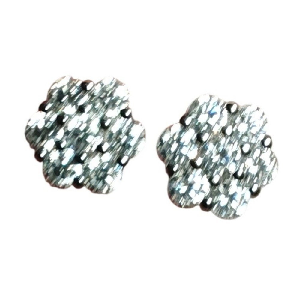 Stud Earrings Silver Moissanite Flower Cluster Sterling Studs 925 Floral Sparkly